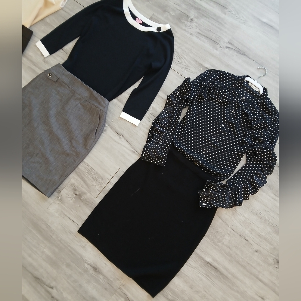 Lot X 6 Office Work Pencil Skirts Blouses Button Up Shirt Knit Top Bundle Set - Picture 9 of 15